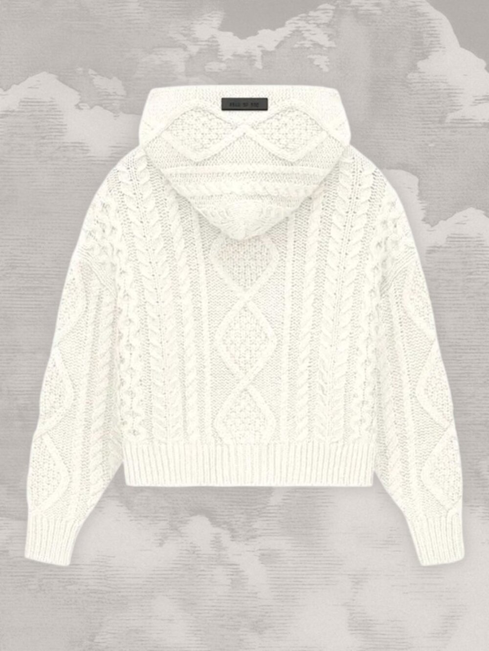 ESSENTIALS Fear of God Cable Knit Hoodie 'Cloud Dancer' Youth Womens XS Small